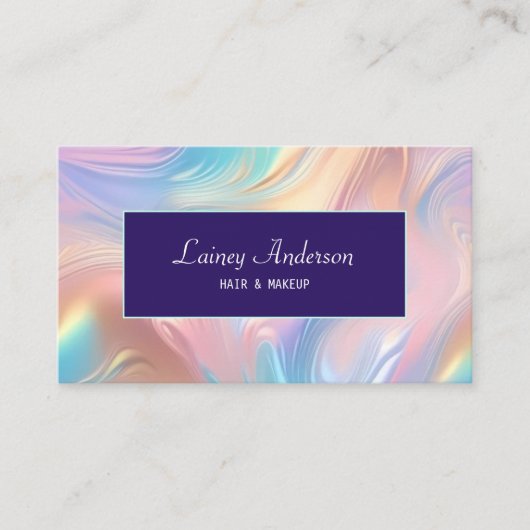 Carte De Visite Stylish Trendy groovy pastel faux holographic (Devant)