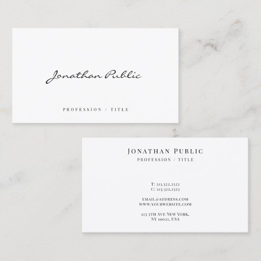 Carte De Visite Stylish Trendy Modern Minimalist Template Script (Devant / Derrière)