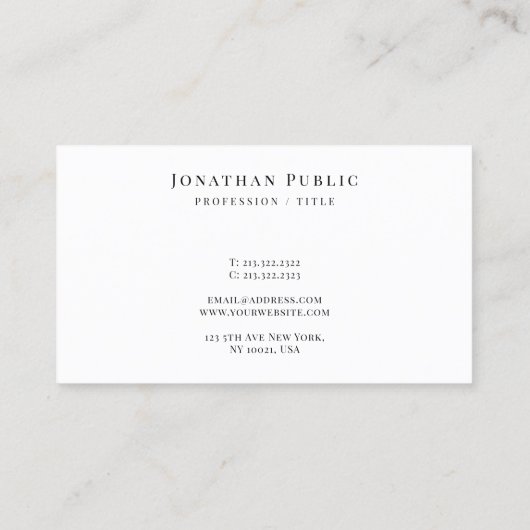 Carte De Visite Stylish Trendy Modern Minimalist Template Script (Dos)