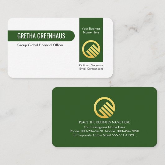 Carte De Visite Stylish Vertical Green Line Private Enterprise (Devant / Derrière)