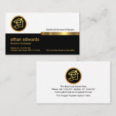 Carte De Visite Stylish White Black Layers Gold Tab (Devant / Derrière)