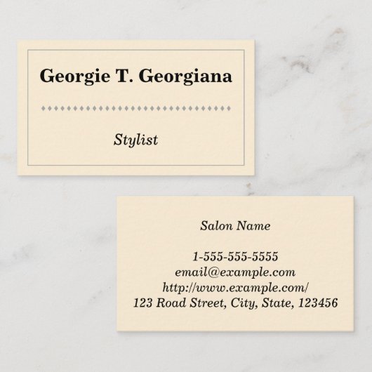 Carte de visite stylist élégant et simple (Devant / Derrière)