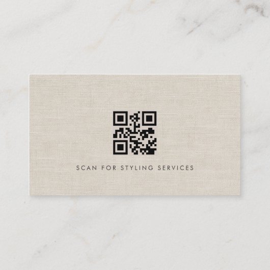 Carte De Visite Stylist Luxury Neutral Linen QR Code (Dos)
