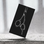 Carte De Visite Styliste cheveux ciseau Vintage Élégant noir<br><div class="desc">Liste de cheveux Vintage ciseau Classy Cartes de visite noirs.</div>