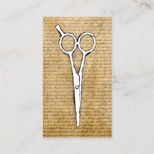 Carte De Visite Styliste cheveux Vintage brûlé ciseau de papier Cl (Devant)