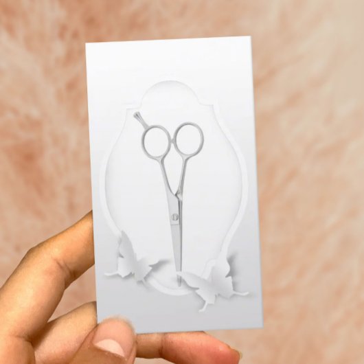 Carte De Visite Styliste de cheveux Ciseaux d'argent et Papier Pap