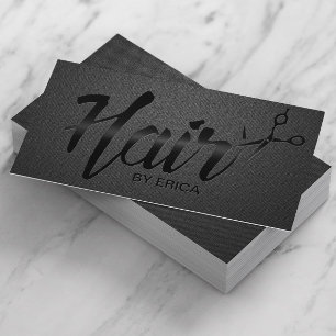 Carte De Visite Styliste de cheveux Élégant Script unique Carbone