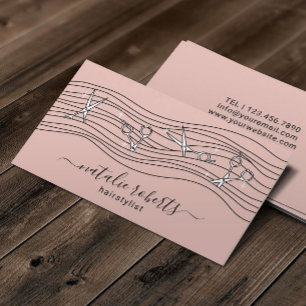 Carte De Visite Styliste De Cheveux Flow Scissers Blush Pink Salon