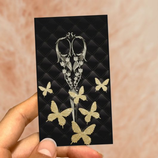 Carte De Visite Styliste de cheveux Moden Gold Butterfly Antique C