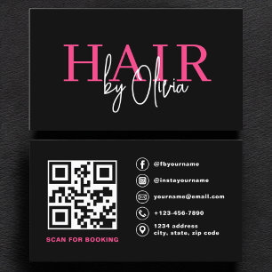 Carte De Visite Styliste de cheveux QR Code Typographie moderne