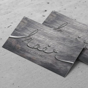 Carte De Visite Styliste de cheveux Script Grunge Metalic Beauté S