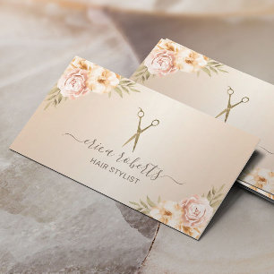 Carte De Visite Styliste de cheveux Vintage Floral Elegant Pearl S