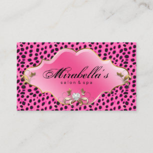 Carte De Visite Styliste De Luxe Cheveux Rose Cheetah Print Salon