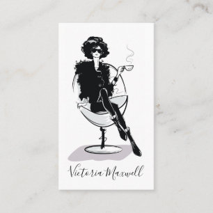 Carte De Visite Styliste de mode Femme Illustration Noir & Blanc