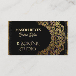 Carte De Visite Styliste de tatouage d'art mandala à l'encre noire
