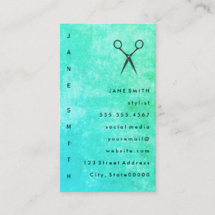 Carte De Visite Styliste de texture verte en bleu posh