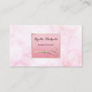 Carte De Visite Styliste en coiffure floral rose chic de ciseaux