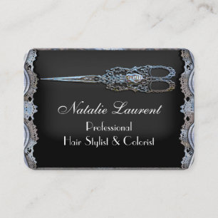 Carte De Visite Styliste en coiffure vintage rond chic pur de