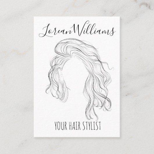 Carte De Visite Styliste minimaliste des cheveux naturels longue v (Devant)