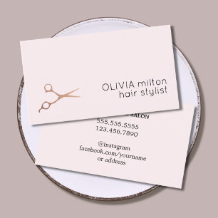 Carte De Visite Styliste minimaliste des ciseaux d'or Rose
