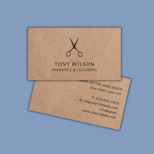 Carte De Visite Styliste minimaliste des ciseaux noirs Kraft Cool