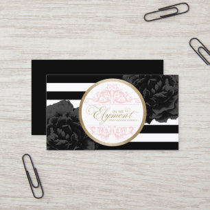 Carte De Visite Styliste moderne floral noir d'organisateur de