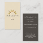 Carte de visite stylistique du soleil d'art déco (Devant / Derrière)