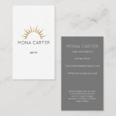 Carte de visite stylistique du soleil d'art déco (Devant / Derrière)