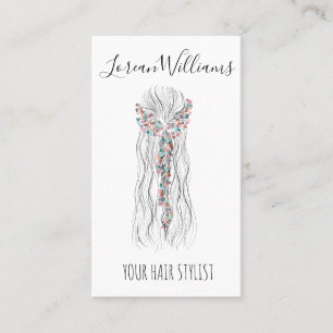 Carte De Visite Stylliste de cheveux Mariage Boho simple Code QR r