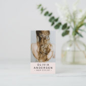 Carte De Visite Stylliste de cheveux rose vif Photo Code QR (Debout devant)