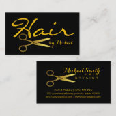 Carte De Visite Stylo à cheveux ciseaux d'or #3 (Devant / Derrière)