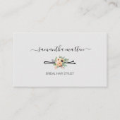 Carte De Visite Stylo à cheveux floraux gris (Devant)