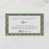 Carte De Visite Stylo à cheveux Gold Ciseau Sage Green (Dos)