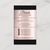 Carte De Visite Stylo à cheveux ou cheveux Braider Braid Salon Ros (Dos)