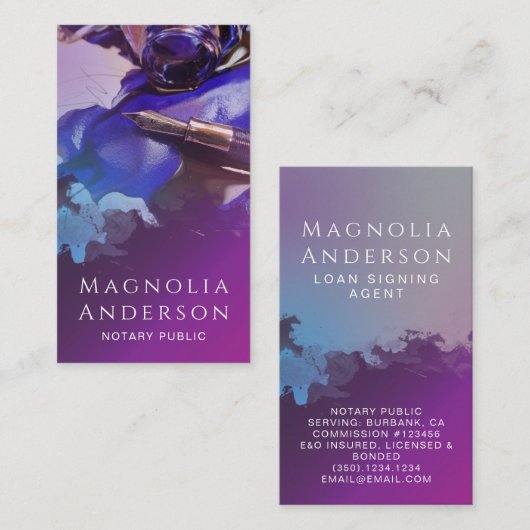 Carte De Visite Stylo agent de signature de prêt moderne (Devant / Derrière)