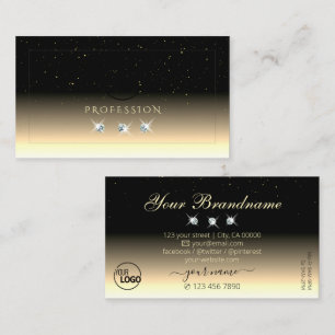 Carte De Visite Stylo Black Cream Gold Sparkle Diamonds Ajouter Lo
