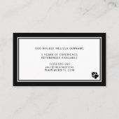 Carte De Visite Stylo Black & White Chien Silhouette Chien Walker (Dos)