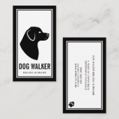 Carte De Visite Stylo Black & White Chien Silhouette Chien Walker (Devant / Derrière)