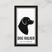 Carte De Visite Stylo Black & White Chien Silhouette Chien Walker (Devant)