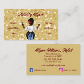 Carte De Visite Stylo Bourgogne et Gold Hair (Devant / Derrière)