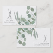 Carte De Visite Stylo cheveux ciseaux argent Eucalyptus Or (Devant / Derrière)