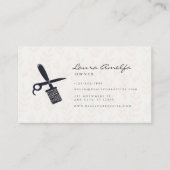 Carte De Visite Stylo cheveux rose avec salon ciseau blanc (Devant)