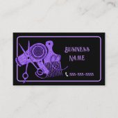 Carte De Visite Stylo Cheveux Violet Et Noir (Devant)