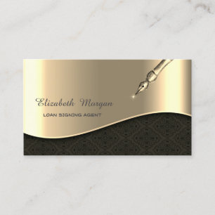 Carte De Visite Stylo de luxe professionnel en or pour notaire