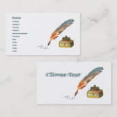 Carte De Visite Stylo de plume (Devant / Derrière)