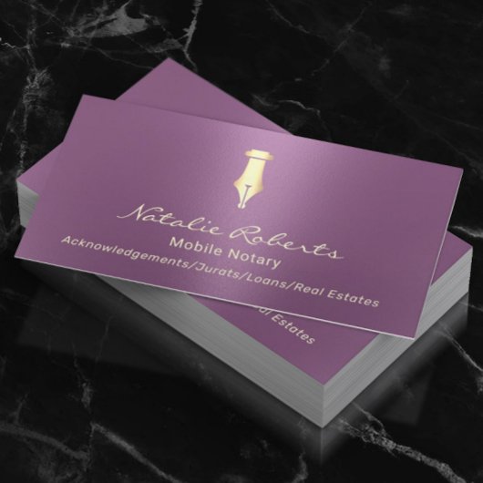 Carte De Visite Stylo de signature en or Notaire Mobile Publique V