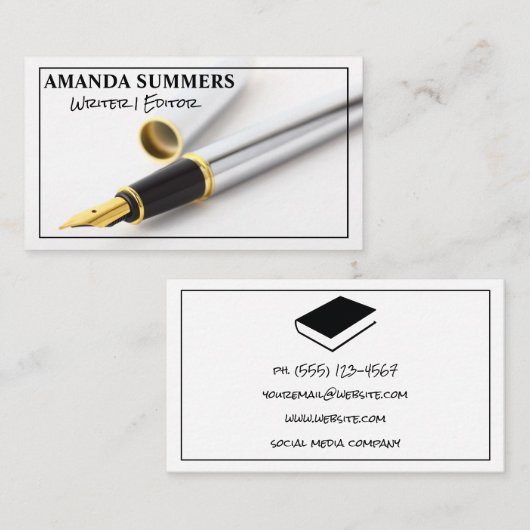 Carte De Visite Stylo d'encre | Écrivain | Notaire public (Devant / Derrière)