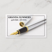 Carte De Visite Stylo d'encre | Écrivain | Notaire public (Devant)