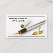 Carte De Visite Stylo d'encre | Writer | Logo du notaire public (Devant)