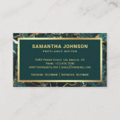 Carte De Visite Stylo en marbre vert Turquoise or Nib Professionne (Dos)